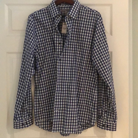 Blue plaid button down shirt - Picture 1 of 2